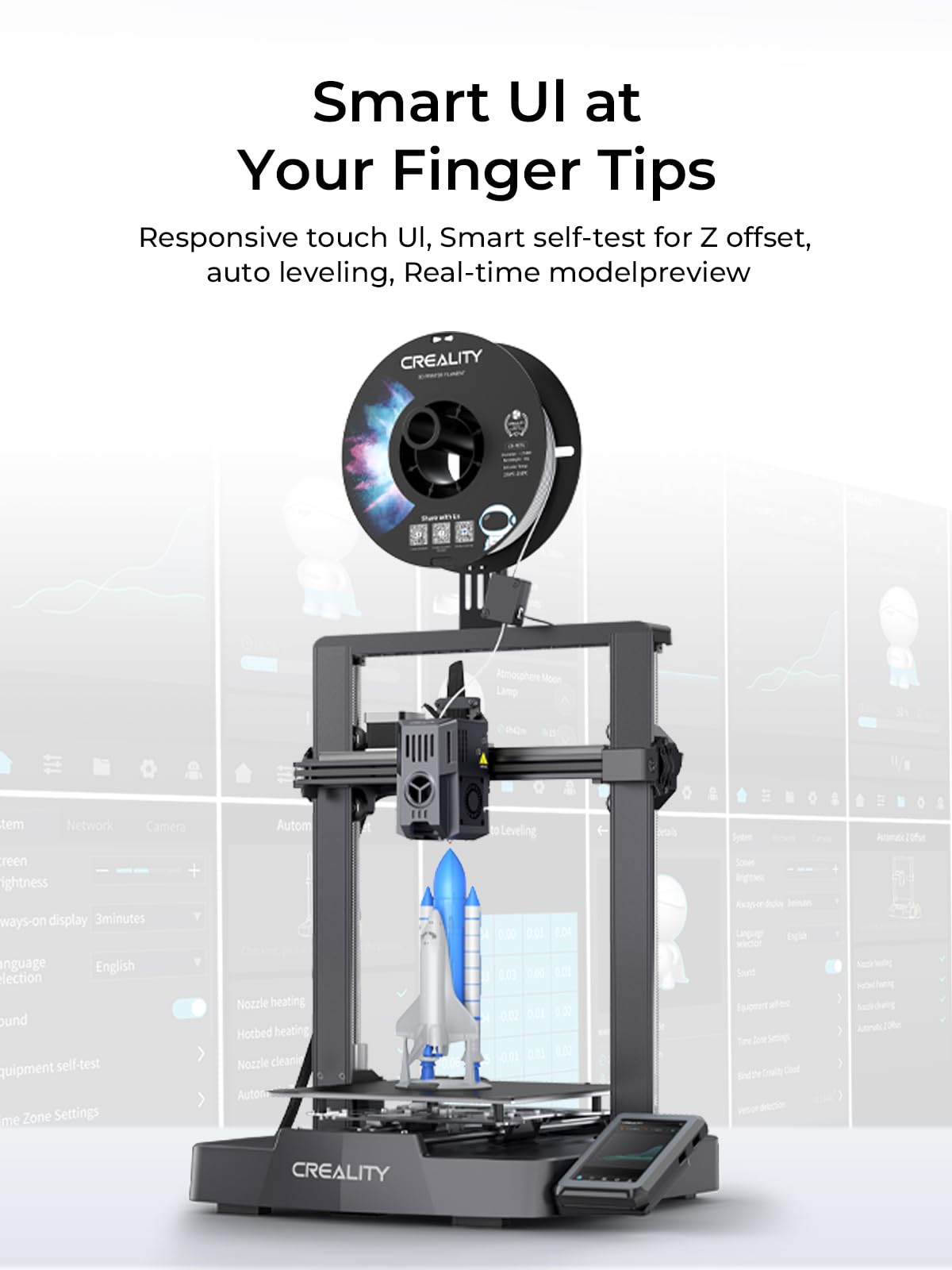 Creality Ender-3 V3 KE 3D Printer, 500 mm/s High-Speed Printing with Auto-Leveling, Sprite Direct Extruder Supports 300℃ Printing, Ultra-Smooth and Stable, 220×220×250 mm Print Volume