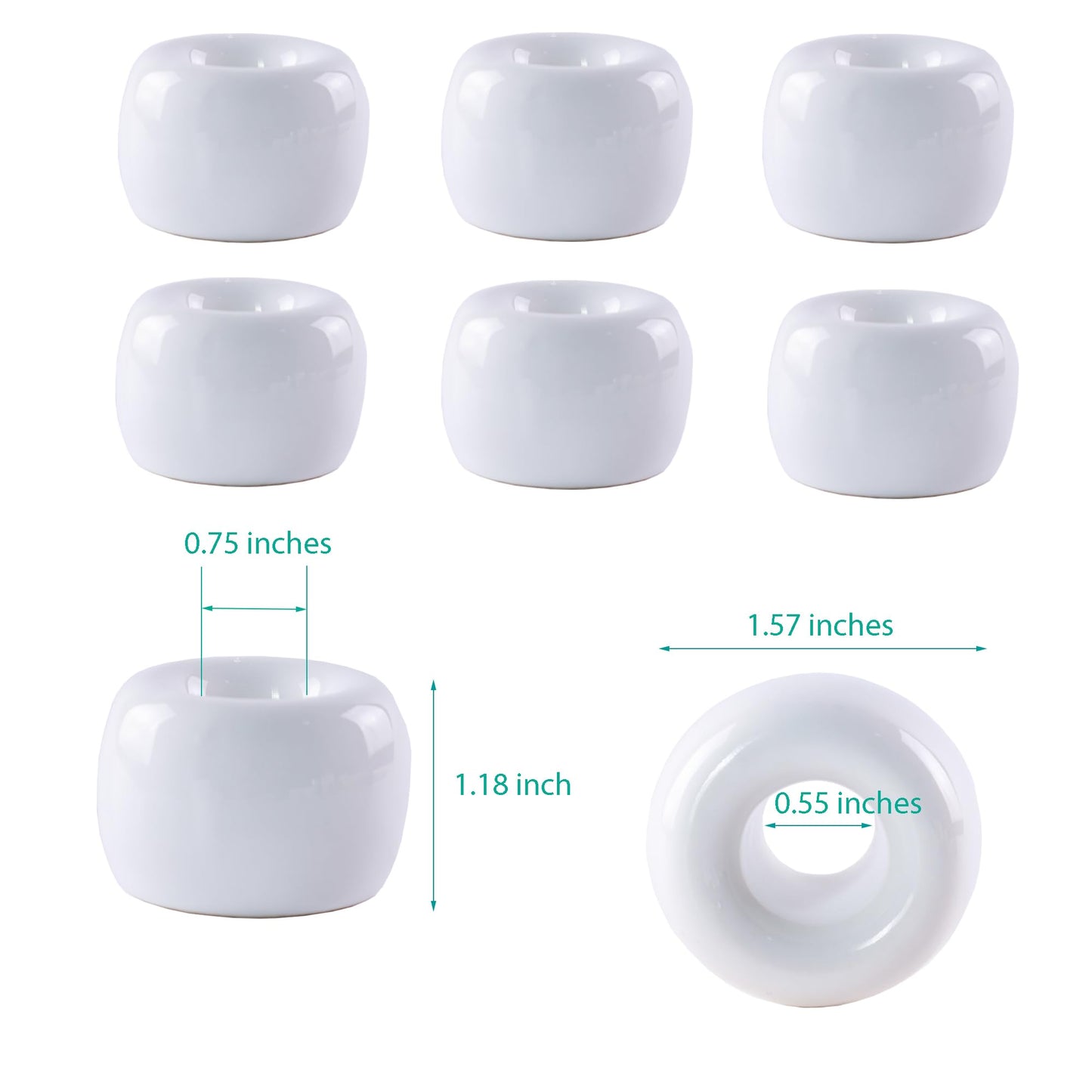 NiuYichee Set of 6 Sleek Mini Ceramics Toothbrush Holder, Small Ceramic Ring, Perfect Size for Bathroom Vanity Countertops