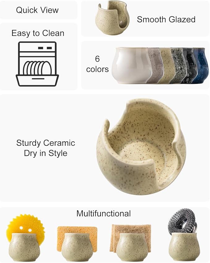 Ceramic Dish Sponge Holder, Sponge Caddy