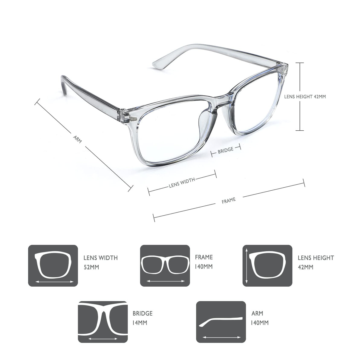 AFNWQI Fashion Square Blue Light Blocking Glasses - Clear Computer & Gaming Glasses for Women and Men