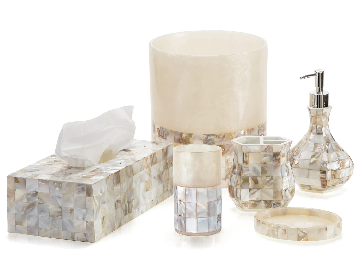 Milano Soap Dish for Bathroom - Decorative Dry Bar Holder Finished in Beautiful Mother of Pearl - Durable Resin Design - Best Dishes for Sink/Bath/Shower/Bathtub Decor