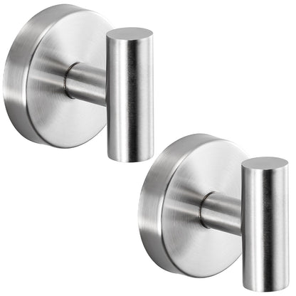 Fenas Suction Cup Hooks for Shower - Bathroom Reusable Hooks for Towels, Robes & Loofah - No-Drill Mounting on Kitchen,Walls,Metal,Glass,Mirrors,Tile & Smooth Non-Porous Surfaces (2, Brushed Nickel)