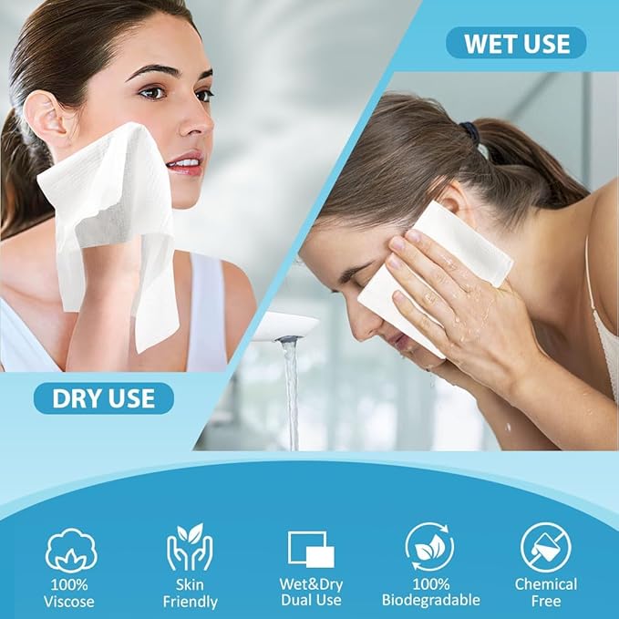 HOMEXCEL Face Towels, Disposable Face Towelette, Biodegradable Makeup Remover