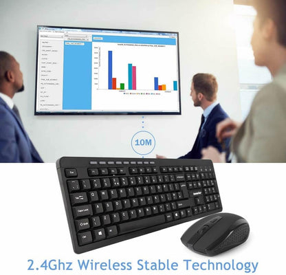 Combrite Wireless Keyboard And Mouse Set, Ergonomic 2.4Ghz Cordless, Slim Multi-Media Shortcut Keyboard, Comfort Wireless Optical Mouse Adjustable DPI, English UK Layout (KM200W)