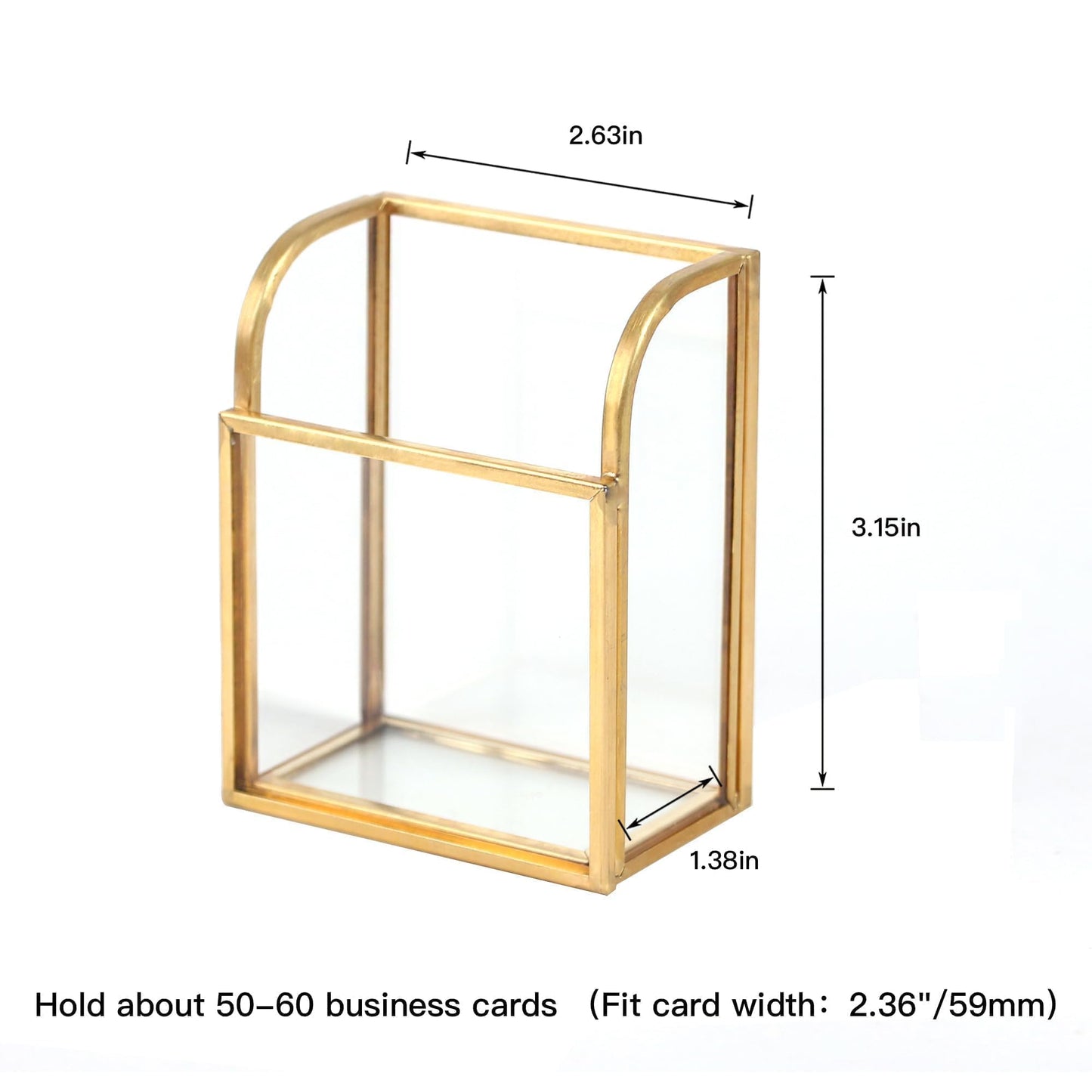 Feyarl Gold Glass Business Card Holder Vertical Clear Business Card Display Stand Organizer for Office Desk Reception Counter Salon Appointment Gift Cards