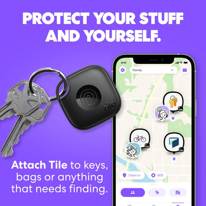 Tile by Life360 Mate - Bluetooth Tracker, Keys Finder and Item Locator for Keys, Bags and More. Phone Finder, Both iOS and Android Compatible, Pack of 1 (White)