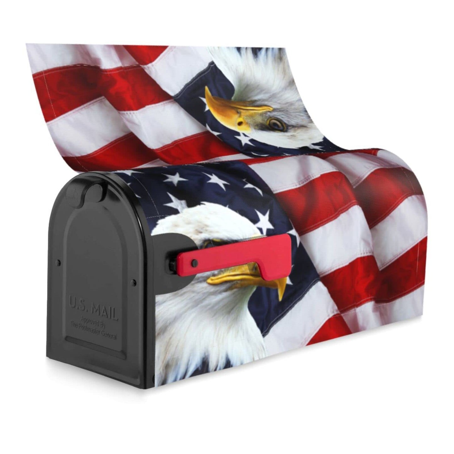 American Flag Bald Eagle Mailbox Cover - Standard Size 18x21 Inch Patriotic Waterproof Wraps for Post Letter Box - Home Garden Yard Decor