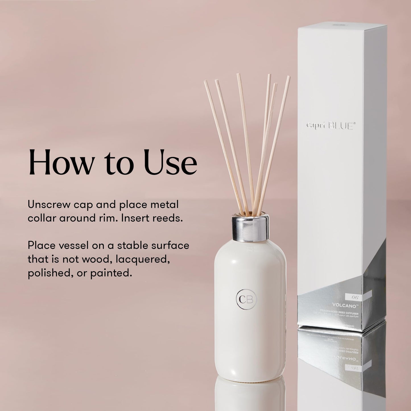 Capri Blue Volcano Reed Diffuser Set, Includes Reeds, Fragrance Oil, and Glass Bottle for Home Décor, Room Fresheners, White (8 Fl Oz)
