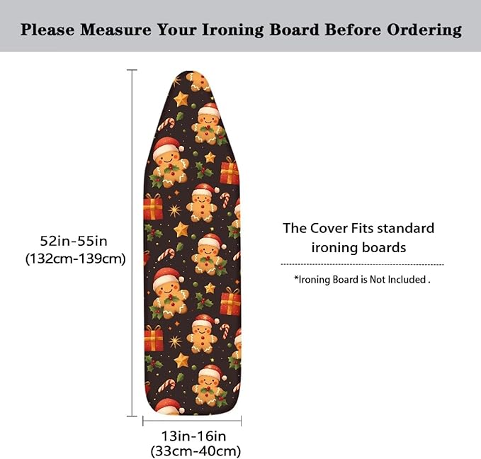 Christmas Gingerbread Man Ironing Board Cover Scorch Resistant Padding Elastic