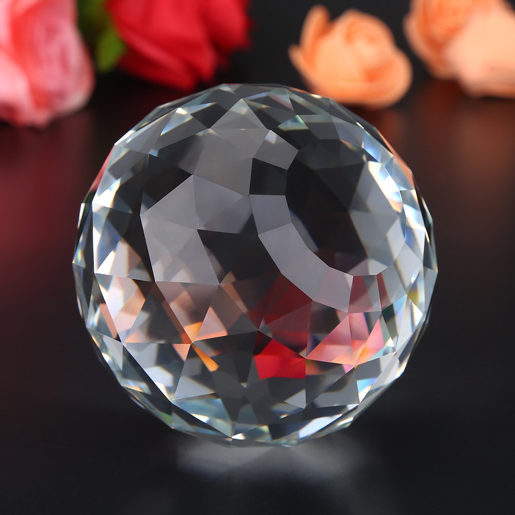 Antilog Clear Faceted K9 Crystal Ball, 1Pc 60/80mm Transparent Sphere for Office Home Hotel Decor Hardware Fittings