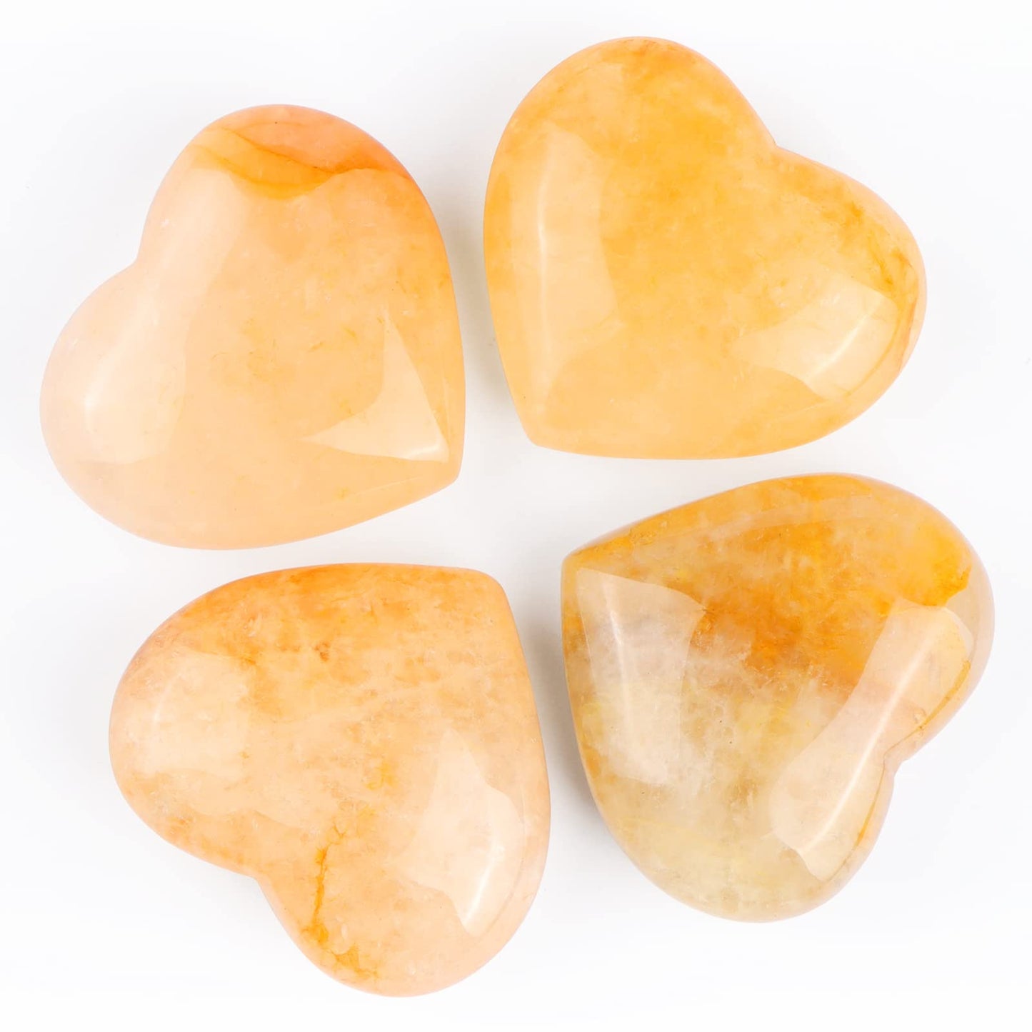 SMQ 60mm Citrine Crystal Heart Shaped Rock Worry Stone Hand Carved Polished Gemstone Pocket Palm Healing Crystal Chakra Love Stones for Balancing Reiki Healing Meditation