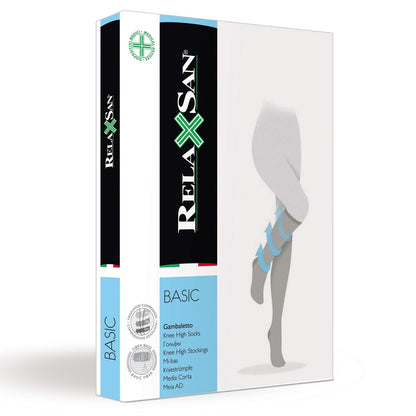 Relaxsan Basic 700 (1 Pair - Skin 3/L) Compression Socks for Women, Knee High Socks 12-17 mmHg, No Heel