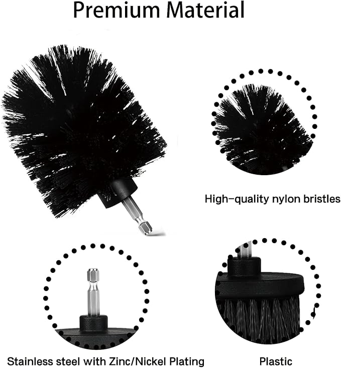 Drill Brush Attachment Set, 7 Pack 1/4in Power Scrubber Brush + Extend Long Rod