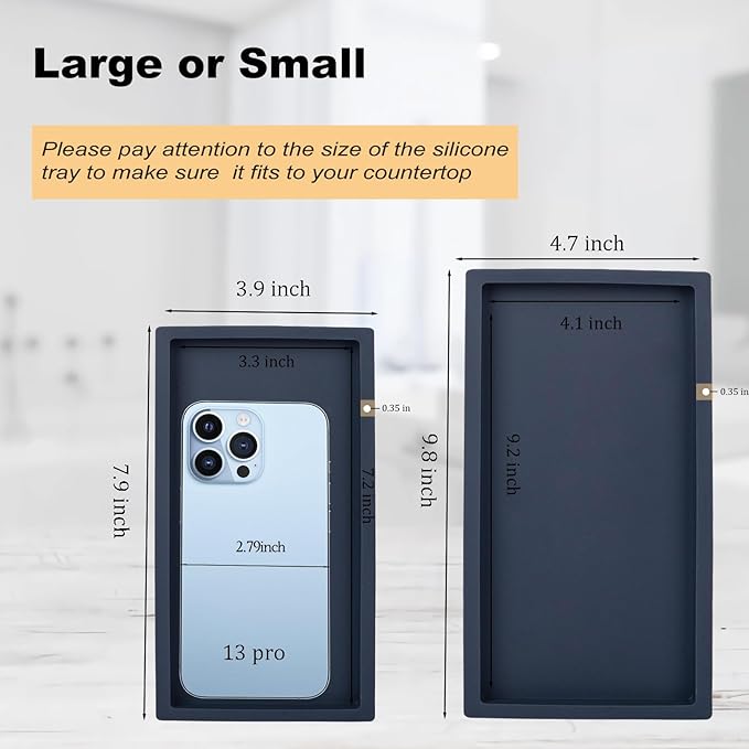 Small Silicone Bathroom Vanity Tray Rectangle Soap and Sponge Holder Kitchen