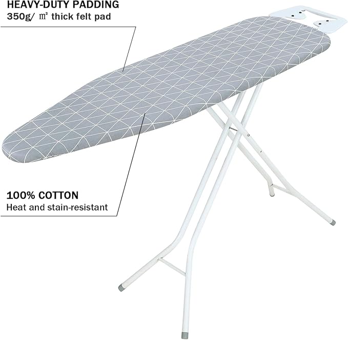 Ironing Board Cover and Pad Standard Size 15 x 54, 3 Pairs of Hook and Loop
