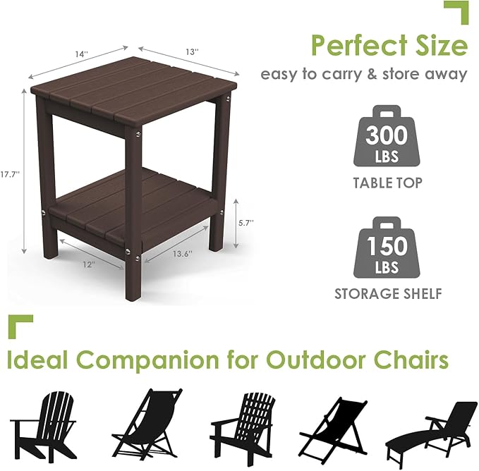 GREENVINES Outdoor Rocking Chair Set | 3-Piece | Dark Brown Wood Grain | 2 Rocking Chairs with 1 Side Table | Porch Rocker | HDPE Plastic | Patio Furniture Sets