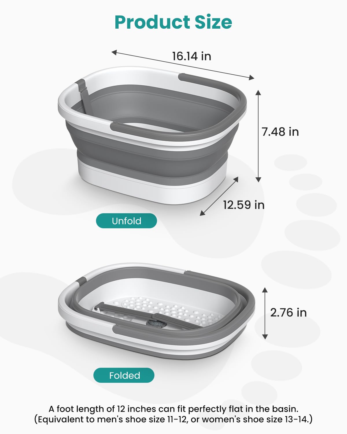 Nekteck Collapsible Foot Soaking Tub with 138 Acupressure Nodes and Pumice Stone for Foot Bath Soak, Foot Basin Foot Massager for Pedicure Foot Spa, Gifts for Men Women Dad Mom