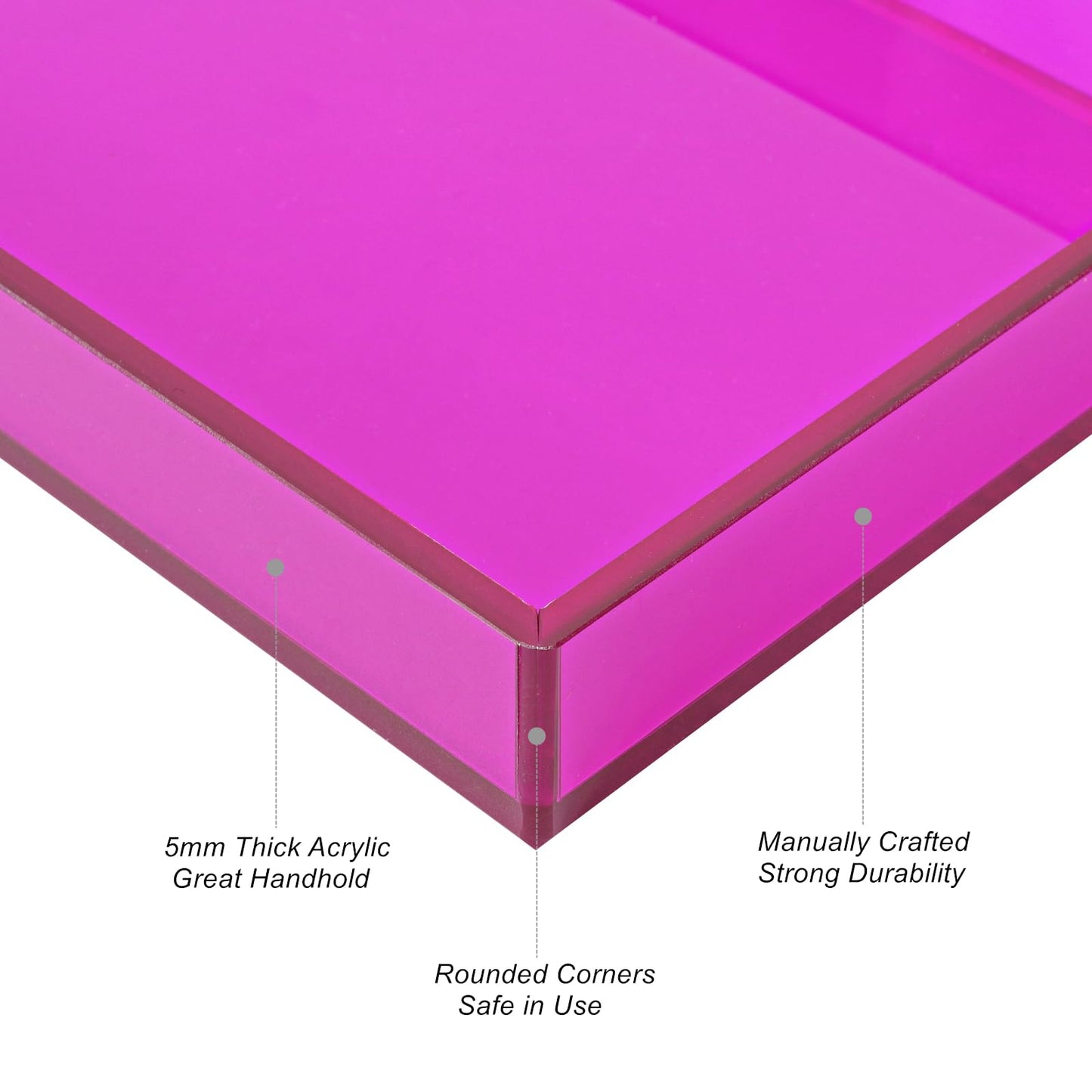 Acrylic Tray for Vanity Makeup Perfume Jewelry 12x6'' Small Decorative Tray for Bathroom Dresser Tops Candle Sink Counter, Purple