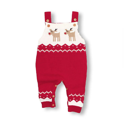 mimixiong Baby Christmas Sweater Toddler Reindeer Outfit Sleeveless Red Clothes 6-12 Months Romper