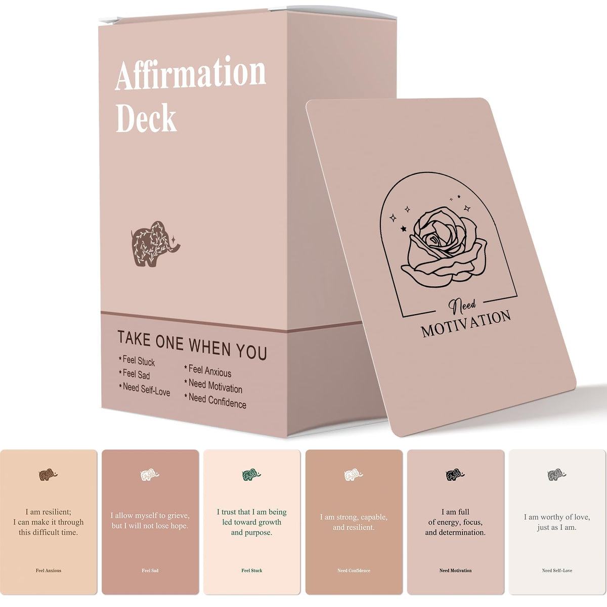 WDphouly Affirmation Cards for Women, 120 Positive Affirmation Cards (6 Themes), Daily Affirmations for Inspiration, Mindfulness & Self Care, Uplifting Gift for Women