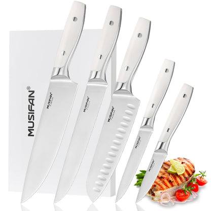 Musifan 5-Piece Chef Knife Set, Professional Ultra Sharp Kitchen Knives For Cooking High Carbon Stainless Steel, With Ergonomic Handle Design (five)