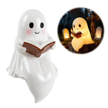 YYPLIAN 3D Resin Halloween Ghost Night Light, Ghost Warm Lighted Indoor Figurine Lamps for Bedroom Study Room Funny Christmas Indoor LED Nightlight (Cute Ghost Light, 8")