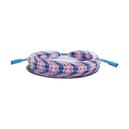 LAMIBEE Transgender Pride Bracelet, Trans Flag, LGBTQA+ Proud Love Tibetan Wrist Wrap, Surfer String Bracelet, Amulet and Boho Rope Bangles for Women Men Him Her (Transgender)