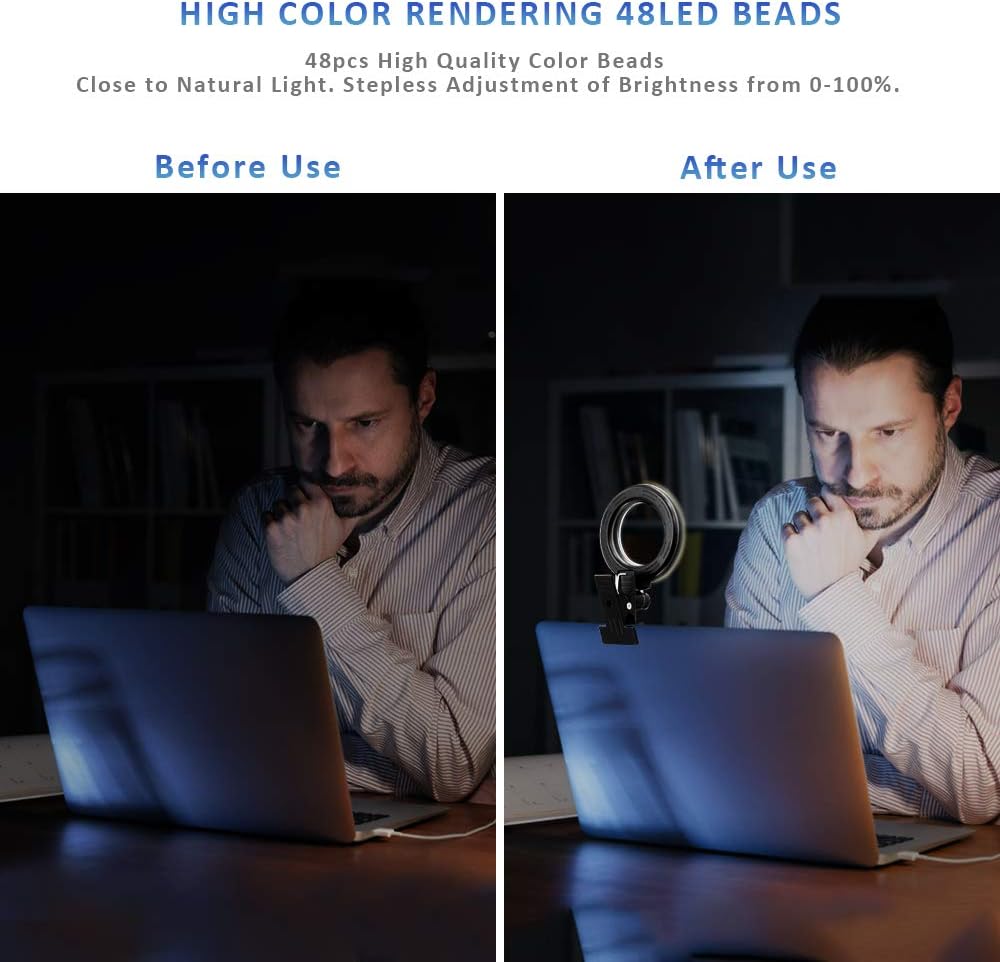 Video Conference Lighting Kit, Ring Light for Monitor Clip On,for Remote Working, Distance Learning,Zoom Call, Self Broadcasting and Live Streaming, Computer Laptop Video Conferencing