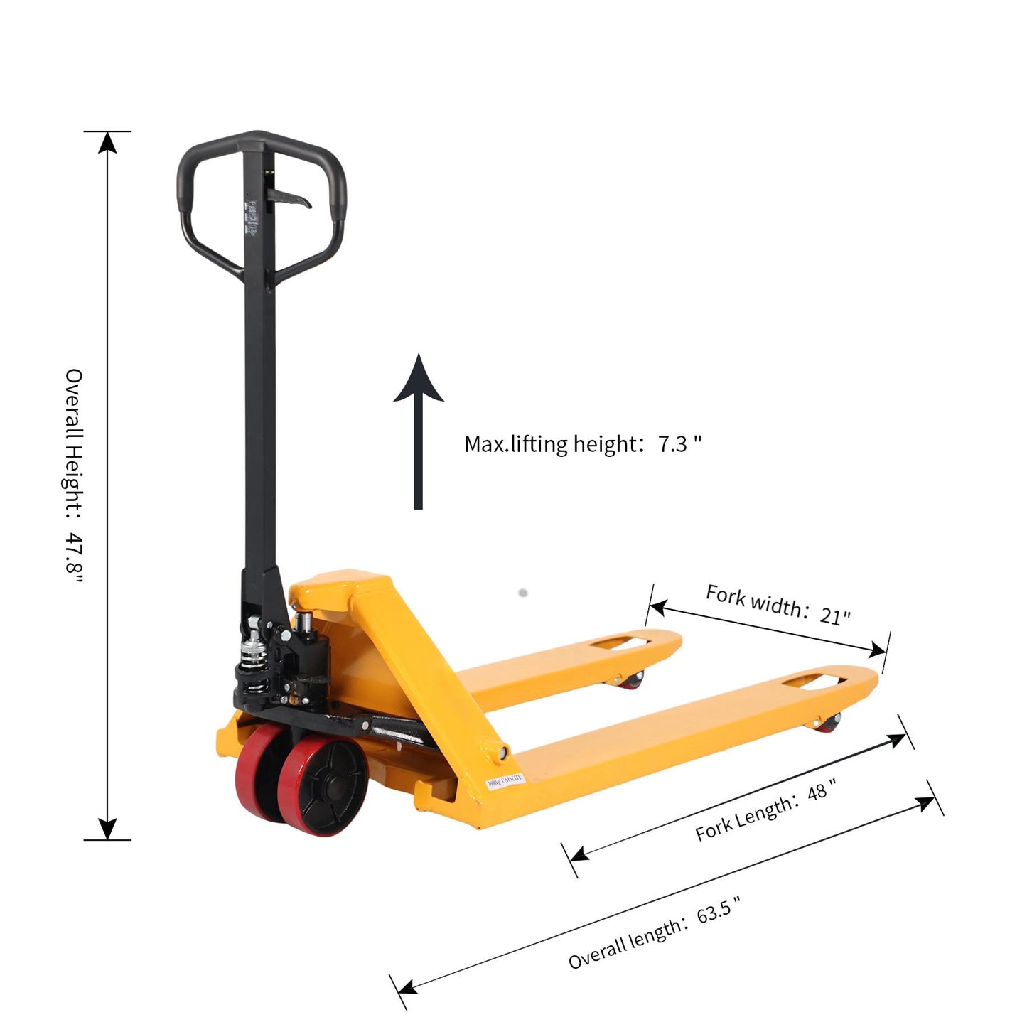 Tory Carrier Pallet Jack Truck 5500 lbs Capacity, 21" x 48" Forks, Heavy Duty Manual Pallet Truck with Non-Marking PU Wheels for Narrow Aisles Warehouse, Workshops