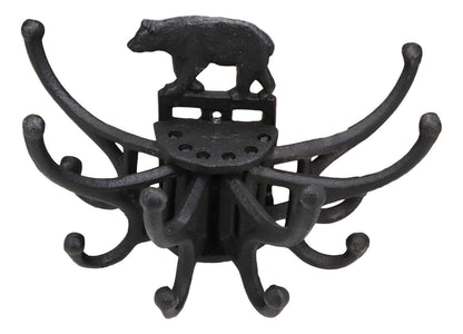 Ebros Cast Iron Rustic Forest Black Bear Free Spinning Movable Hanging Wall Hooks 9" Wide Western Bears Themed Mount Hook for Coats Hats Keys Leashes Backpacks Cabin Lodge Country Accent Decor