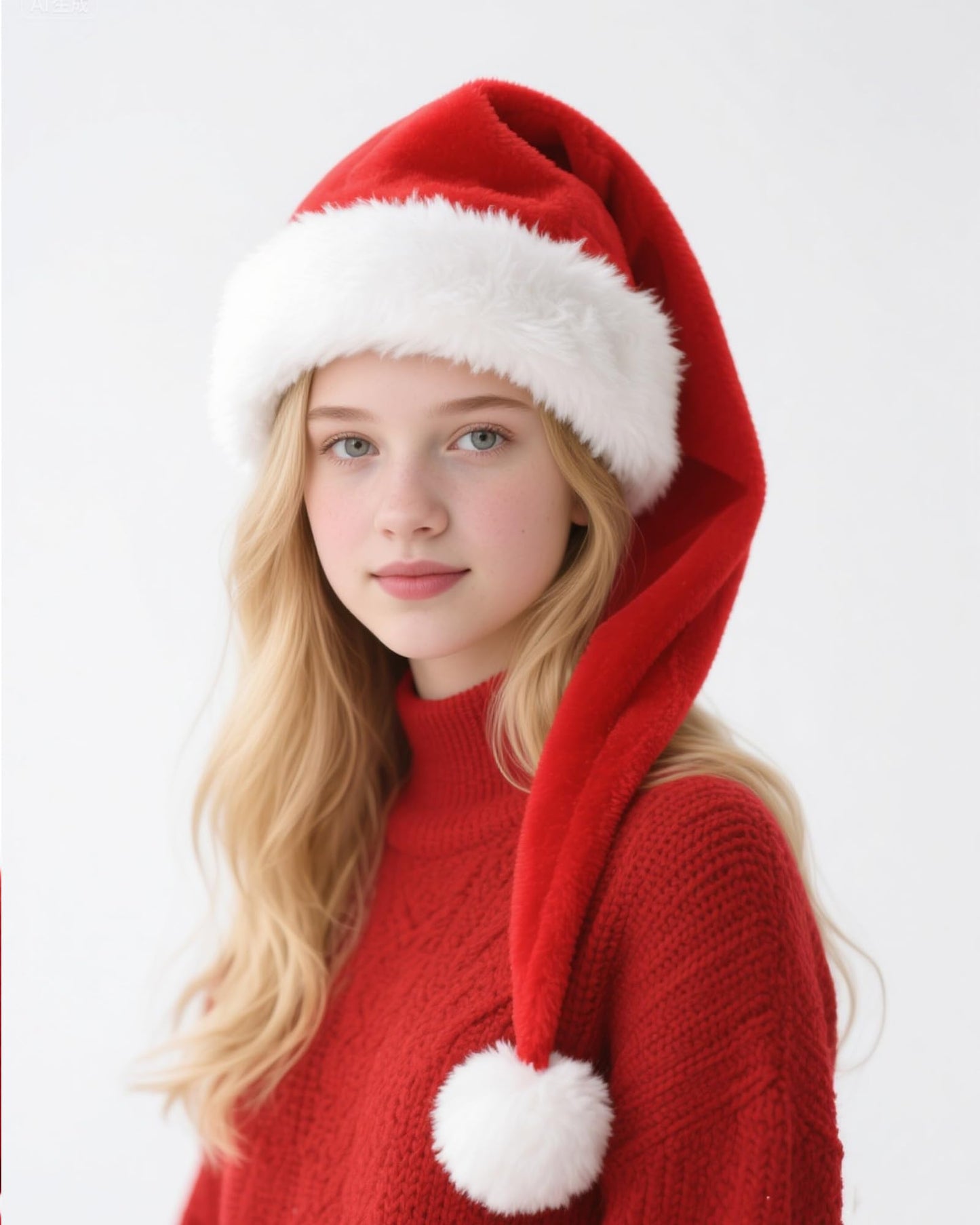 Hikkcos Christmas Long Santa Hat for Adults Xmas Red Santa Hats for Adults Keep Warm Winter New Year Costume