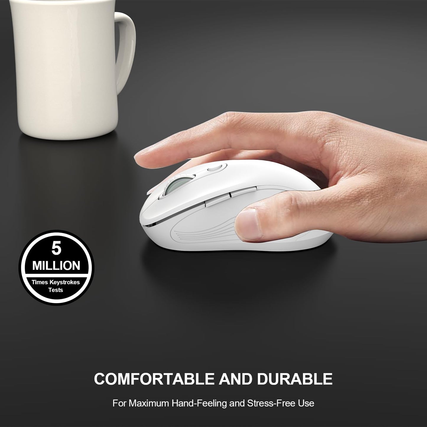 WisFox 2.4G Wireless Mouse for Laptop, Ergonomic Computer Mouse with USB Receiver and 3 Adjustable Levels, 6 Button Wireless Mice for Windows Mac PC Notebook (Grey)