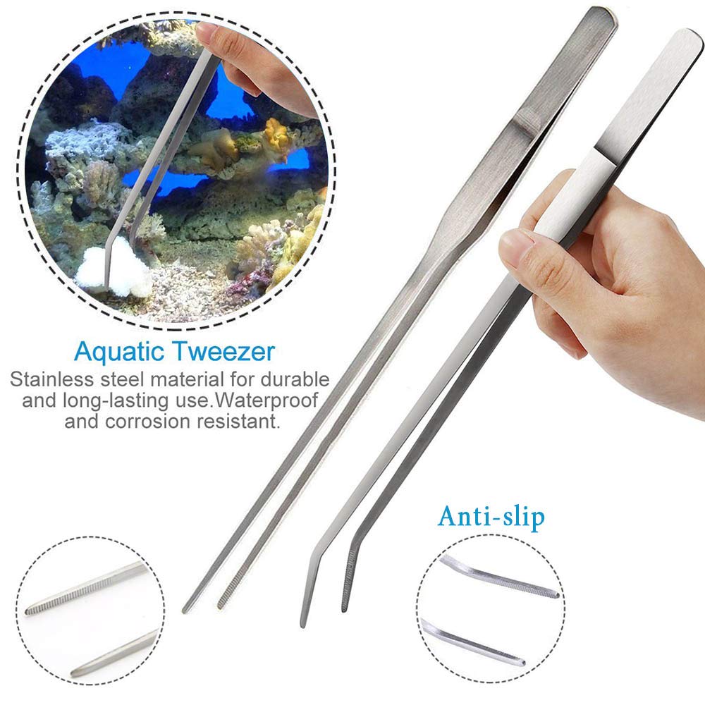 Aquarium Tools, Stainless Steel Aquascaping Tools- 4 in 1 Aquatic Plants Tweezers Scissors Spatula Cleaning Tool Set for Fish Starter Kits & Aquariums Tank Plants Kit