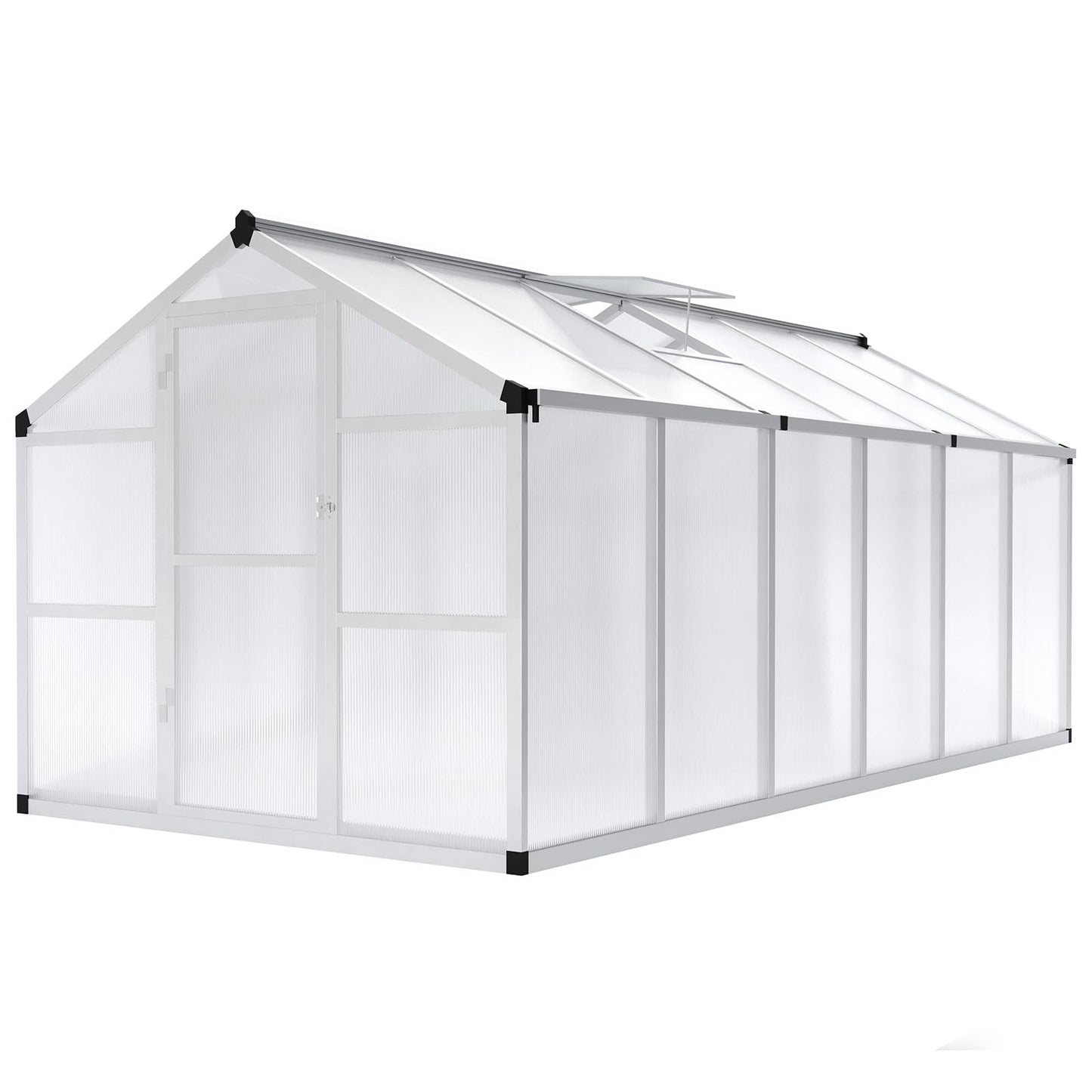 Garvee 8x12 ft Greenhouse - Aluminum Greenhouses for Outdoors, Large Polycarbonate Greenhouse with Roof Vent, Heavy Duty Walk-in Green Houses for Outside Garden, Backyard, Patio, Lawn, Easy Assembly