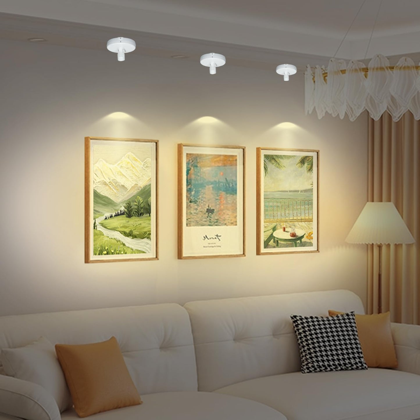 KANESIKI Cordless Spotlight Battery Powered, LED Accent Lighting with Remote and Timer, Display Puck Lights, Stick Uplight for Tree Portrait Gallery Picture Dartboard Painting Art Photo Plant