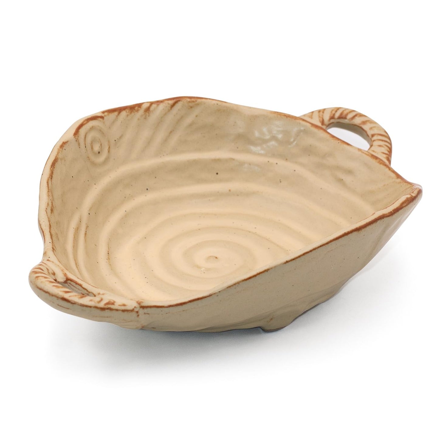 Amitofo Free-Form Edge Small Ceramic Bowl with Handles, Retro Distressed Style Glazed for Fruit Bowl,Salad Bowl,Table Centerpiece Decor