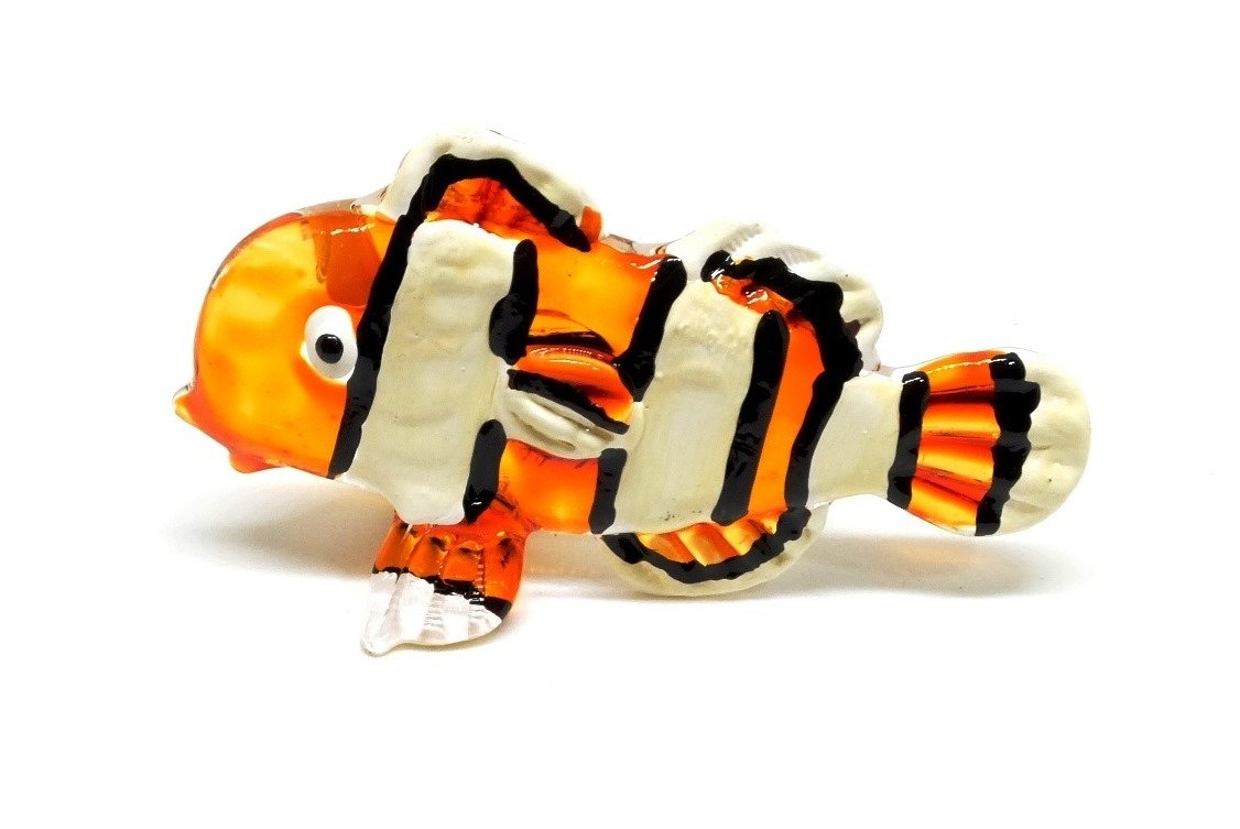 Handmade Mini 2" Clownfish Nemo Fish Figurine Art, Cool Stuff, Miniature Animals, Home or Garden Decor Gift Ideas
