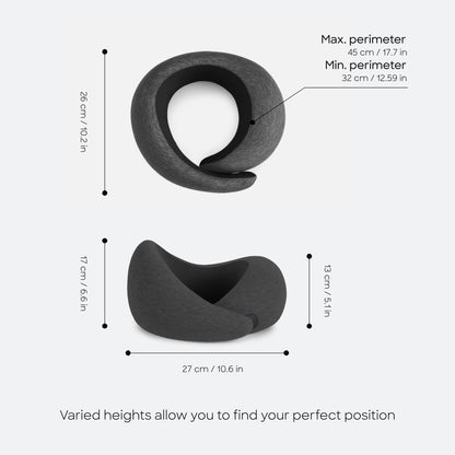 Ostrichpillow Go Neck Pillow - Premium Memory Foam Travel Pillow, 360º Ergonomic Design, Asymmetrical Sides, Travel Bag Included, Washable Modal Cover