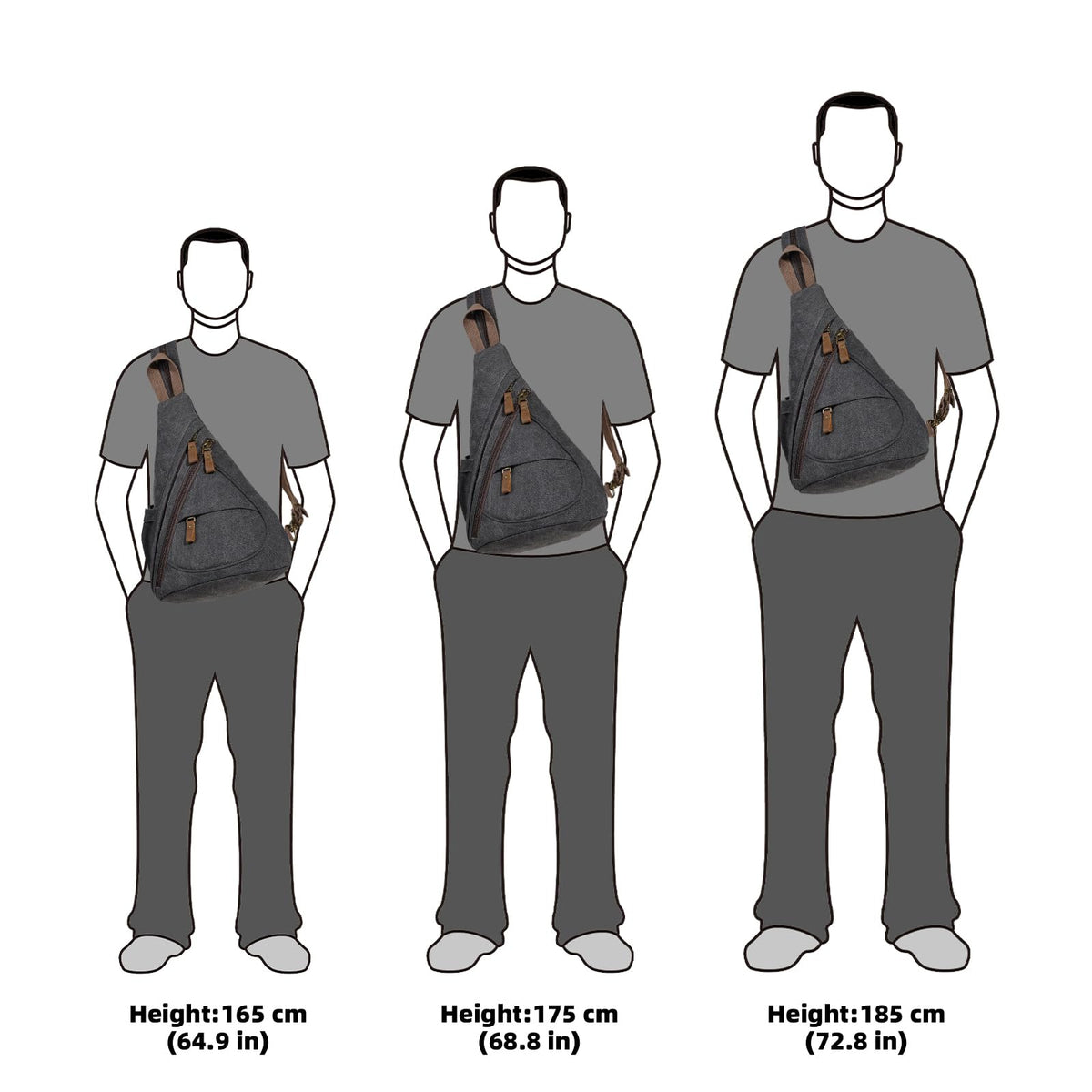 KL928 Canvas Sling Bag - Small Crossbody Backpack Shoulder Casual Daypack Rucksack for Men Women(Large Version,Black)