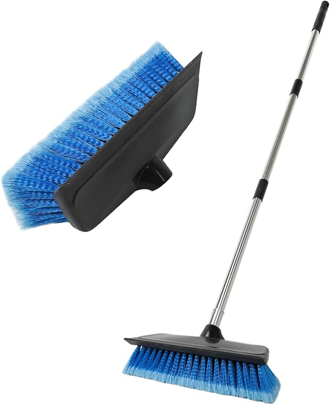 52" Car Wash Brush with Long Handle | Built-in Rubber Squeegee & Rubber Bumper