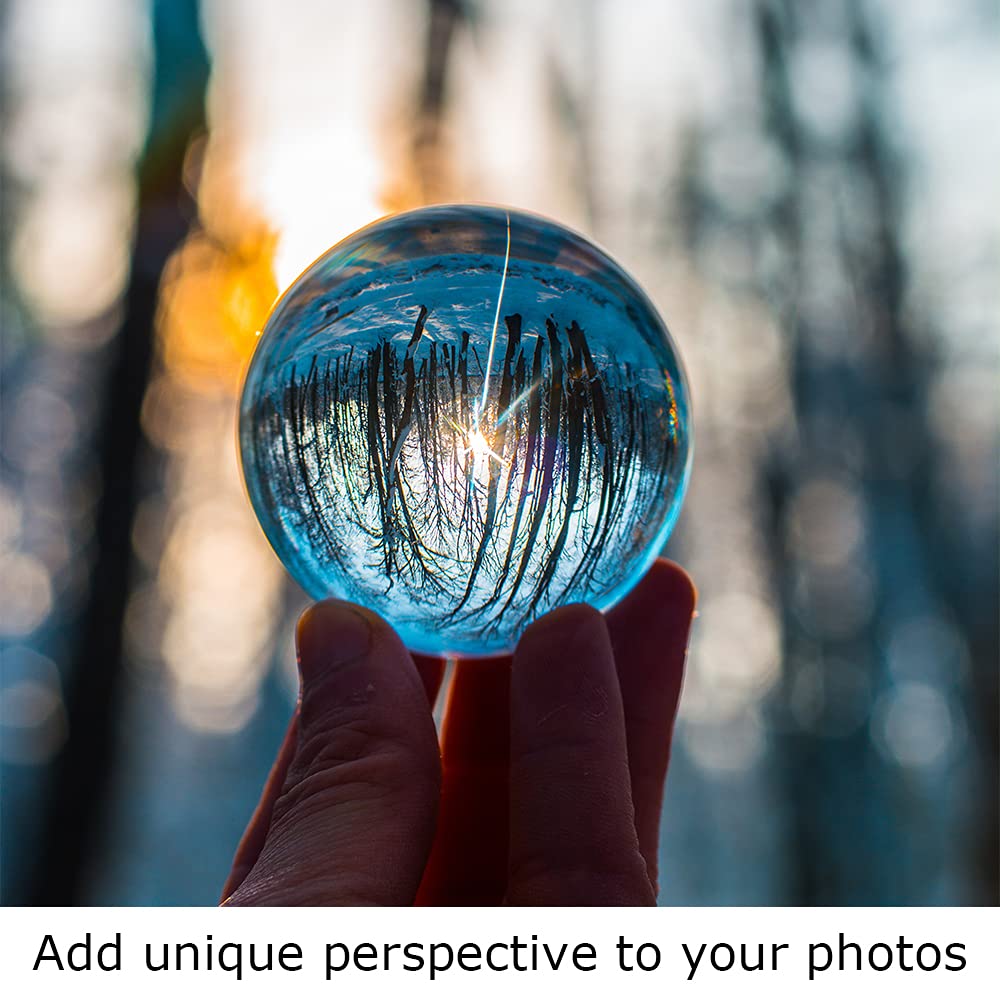 Modaier Crystal Ball 80mm Crystal Ball with Wooden Stand and Gift Box for Magic,lensball Photography,Family Decorative,Fortune Teller,Feng Shui,Witchcraft,Witchy Gifts,Witch Decor,and Halloween Decor