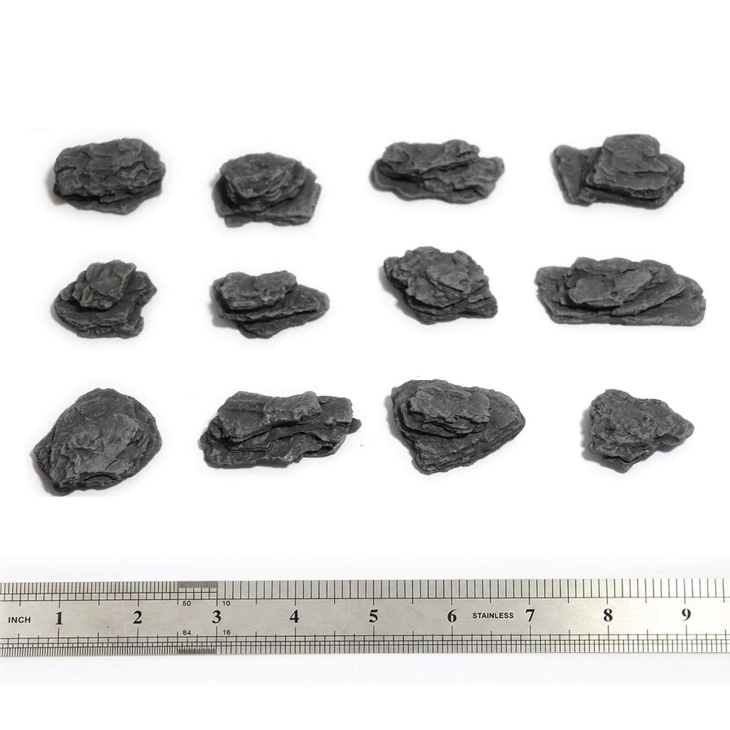 Kai Dream Miniature Stones for Terrarium - Tree Bark Diorama Rocks for Miniature Terrain Display - Lightweight Reptile Habitat Decor - NOT for Aquarium Underwater Use - 24Pcs Slate Stone (1-2 inch)“