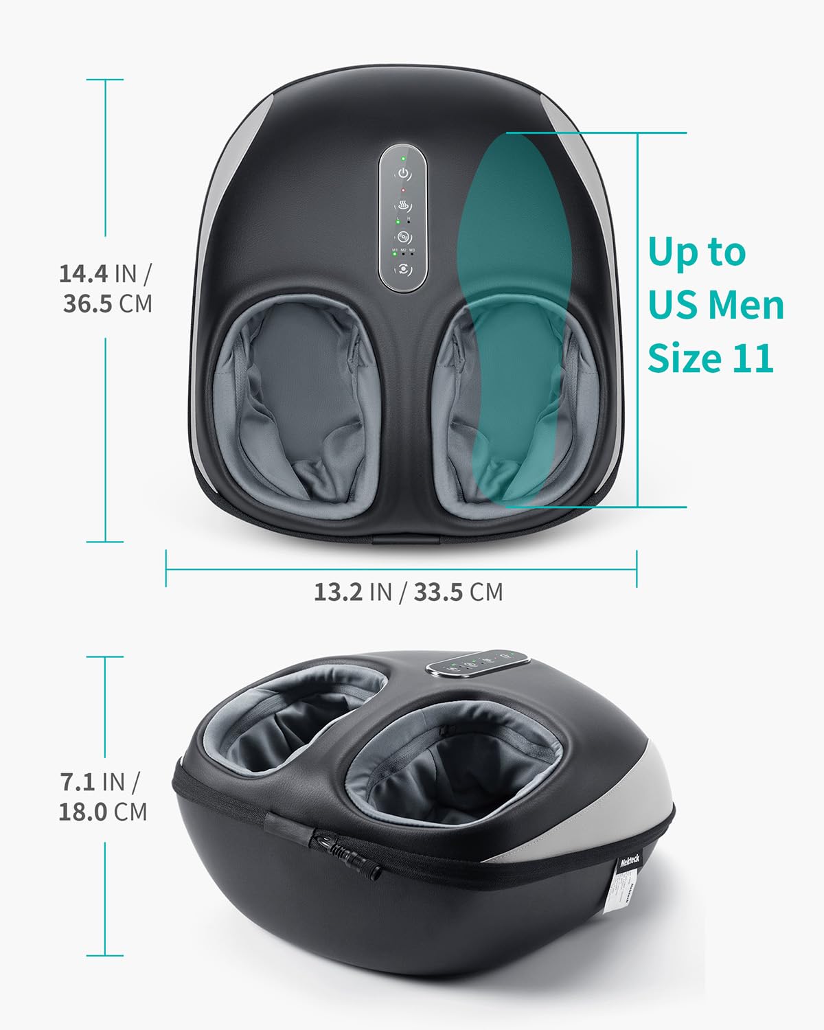 Nekteck Foot Massager Machine with Heat, Deep Kneading Shiatsu Foot Massager with Air Compression, Soothe Muscles, Multiple Massage Modes & Adjustable Intensity Christmas Gifts for Her & Him