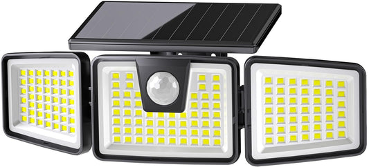 156LED Solar Lights Outdoor, Solar Security Lights Outdoor Motion Sensor 270° Wide Lighting Angle, Solar Floodlight IP65 Waterproof, Solar Wall Lights for Front Door, Yard, Garage, Garden (1 Pack)