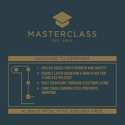 MasterClass Large Baking Tray with PTFE, PFOA and BPA Free Non Stick, Robust 1mm Thick Carbon Steel, 39 x 27 cm, Grey