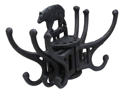 Ebros Cast Iron Rustic Forest Black Bear Free Spinning Movable Hanging Wall Hooks 9" Wide Western Bears Themed Mount Hook for Coats Hats Keys Leashes Backpacks Cabin Lodge Country Accent Decor