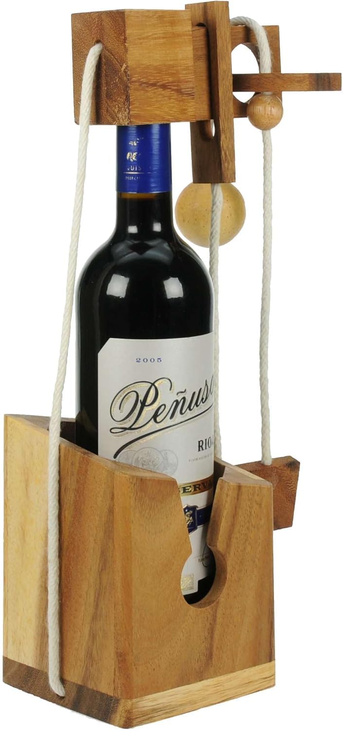 Namesakes® Bottle Jail Wooden Puzzle – Fun IQ Brain Teaser & Lock Challenge for Adults – Handcrafted Logic Game from Premium Wood – Unique Gift for Men & Women – Novelty Packaging Idea
