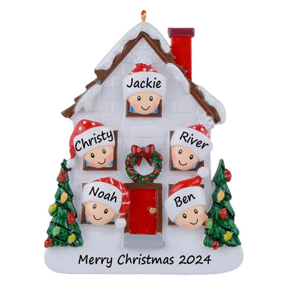 House Family of 5 Christmas Ornament - Personalized Family of 5 Ornament 2025 - First Christmas in New Home Ornaments - Unique Keepsake Gift for Tree Decorations