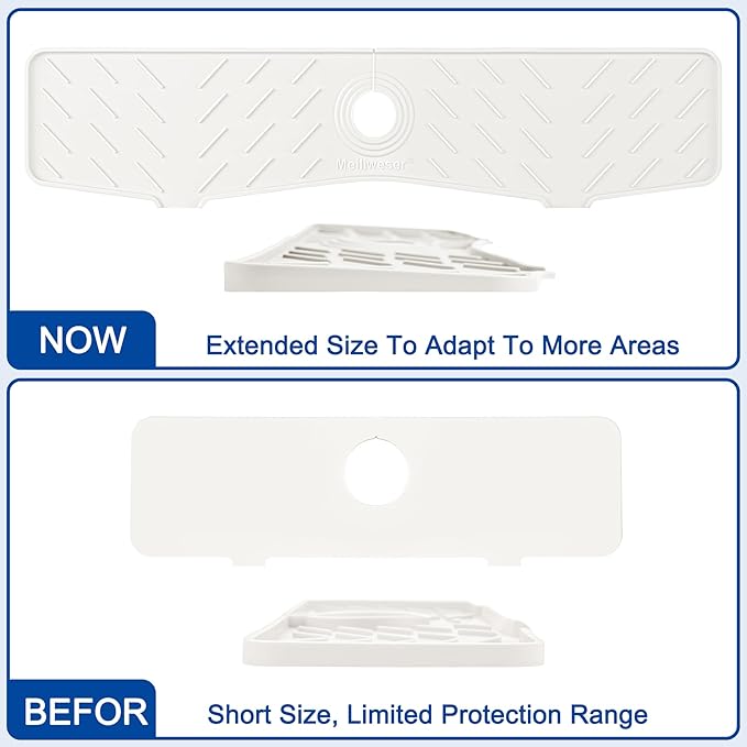 Meiliweser Faucet Mat for Kitchen Sink – 24” x 5.1” Extra-Long Silicone Splash