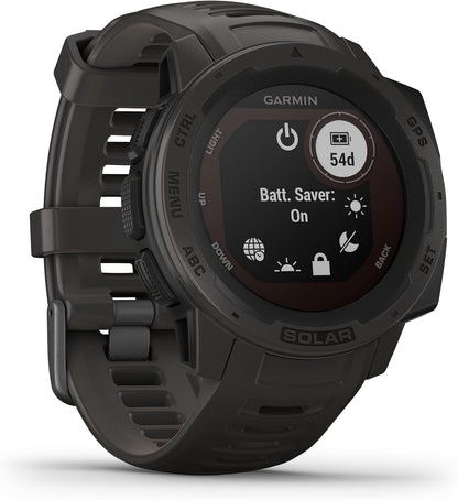 Garmin Instinct Solar, Solar-powered Rugged Outdoor Smartwatch, Built-in Sports Apps and Health Monitoring, Graphite